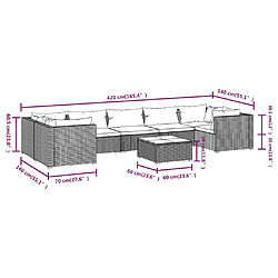 vidaXL Salon de jardin 8 pcs avec coussins résine tressée marron pas cher