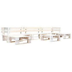 Maison Chic Salon de jardin palette 6 pcs | Ensemble de Table et chaises | Mobilier d'Extérieur Bois Blanc -GKD77916