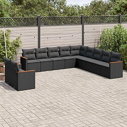 Maison Chic Salon de jardin 11 pcs avec coussins | Ensemble de Table et chaises | Mobilier d'Extérieur noir résine tressée -GKD94247