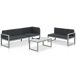 Maison Chic Salon de jardin 3 pcs - Table et chaises d'extérieur - Mobilier/Meubles de jardin Moderne et coussins Aluminium Noir -MN73099