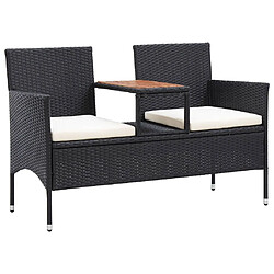 Maison Chic Banc de jardin 2 places | Banquette de jardin | Chaise Relax et table à thé 143cm Résine tressée Noir -MN26435