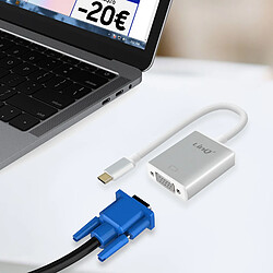 Adaptateur Vidéo USB type C Mâle vers VGA Hub Vidéo Linq Argent pas cher