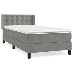 vidaXL Sommier à lattes de lit et matelas Gris clair 90x190 cm Velours