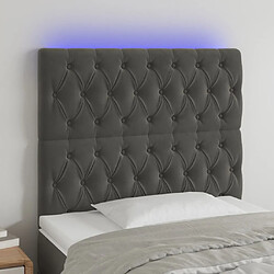 vidaXL Tête de lit à LED Gris foncé 100x7x118/128 cm Velours