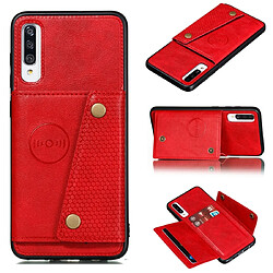 Wewoo Coque Rigide Pour Galaxy A70s Etui de protection magnétique antichoc en PU + TPU avec fentes cartes Rouge