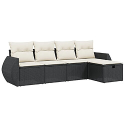 Maison Chic Ensemble de 5 Tables et chaises d'extérieur avec coussins,Salon de jardin noir résine tressée -GKD904836