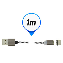 Avizar Câble USB type-C/USB Magnétique Smartphone/Tablette Charge/Synchro 1m Argent pas cher