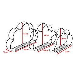 Helloshop26 Ensemble de 3 étagères pour enfant en forme de nuage métal noir 03_0007111