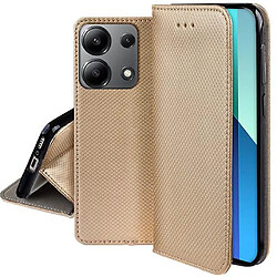 Htdmobiles Housse etui portefeuille avec coque interieure en silicone pour Xiaomi Redmi Note 13 5G + verre trempe - OR MAGNET pas cher