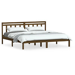 vidaXL Cadre de lit sans matelas marron miel bois massif 200x200 cm