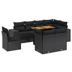 Maison Chic Ensemble Tables et chaises d'extérieur 9 pcs avec coussins,Salon de jardin noir résine tressée -GKD770801