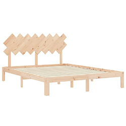 Acheter Vidaxl Cadre de lit avec tête de lit 160x200 cm bois massif