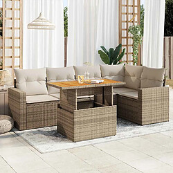 vidaXL Salon de jardin avec coussins 6 pcs beige résine tressée