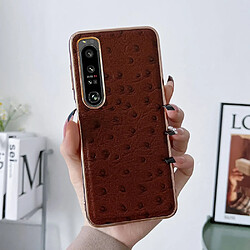 Coque en TPU + cuir véritable électroplaqué, texture autruche pour votre Sony Xperia 1 IV 5G - café