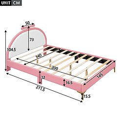 ComfortXL Lit Plat 140x200 Cm, Rembourrage Confortable De Tête De Lit, Design Simple Et Élégant, En Rose pas cher