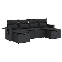 vidaXL Salon de jardin 6 pcs avec coussins noir résine tressée