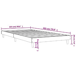 vidaXL Cadre de lit noir 100x200 cm bois d'ingénierie pas cher