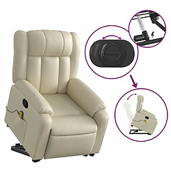 Maison Chic Fauteuil Relax pour salon, Fauteuil inclinable de massage Crème Similicuir -GKD47478 pas cher