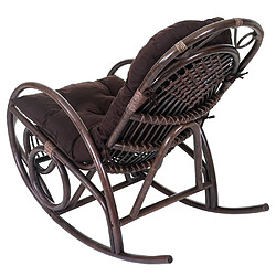 Acheter Mendler Fauteuil à bascule HWC-C40, rocking-chair, fauteuil en rotin, marron ~ coussin marron