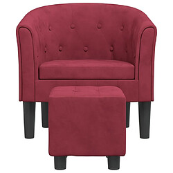 Avis Maison Chic Fauteuil cabriolet et repose-pieds,Fauteuil luxe pour relax rouge bordeaux velours -MN66179