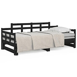 vidaXL Lit coulissant sans matelas noir 2x(90x200) cm