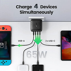 Universal Chargeur GaN 65W Chargeur USB de type 4.03.0 C PD avec chargeur rapide QC 4.03.0 pour ordinateur portable 12 Pro Xiaomi | Chargeur de téléphone mobile