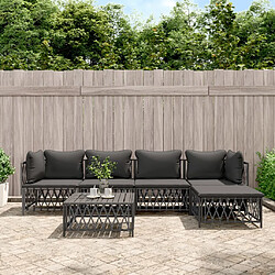 vidaXL Salon de jardin avec coussins 6 pcs anthracite acier