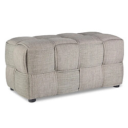 Decoshop26 Banc tabouret repose-pieds 2 places cube siège en tissu tressé gris rembourré BAN06005