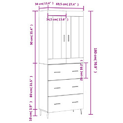 vidaXL Buffet haut Gris béton 69,5x34x180 cm Bois d'ingénierie pas cher