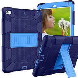 Wewoo Housse Étui Coque de protection en silicone bicolore antichoc pour iPad Mini 2019 & 4avec support bleu marine +