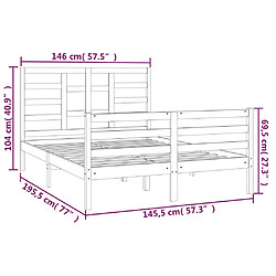 vidaXL Cadre de lit sans matelas bois massif 140x190 cm pas cher