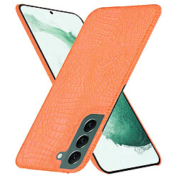 Coque en TPU + PU texture croco orange pour votre Samsung Galaxy S22 Plus 5G