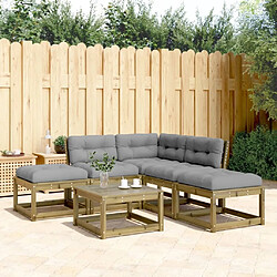 Maison Chic Salon de jardin 5 pcs avec coussins | Ensemble de Table et chaises | Mobilier d'Extérieur bois de pin imprégné -GKD73714