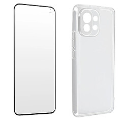 Avizar Coque Xiaomi Mi 11 5G Souple et Film Verre Trempé Dureté 9H Noir