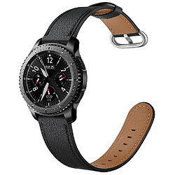 Bracelet en cuir véritable noir pour votre Samsung Gear S3 Classic/S3 Frontier