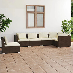 Maison Chic Salon de jardin 6 pcs + coussins - Mobilier/Meubles de jardin - Table et chaises d'extérieur Résine tressée Marron -MN95950