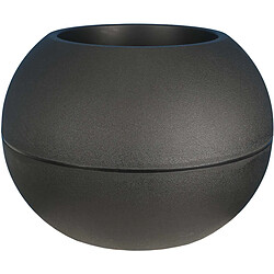 Riviera Pot en plastique boule effet granit 40 cm noir.