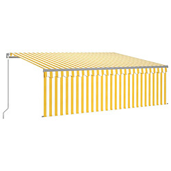 Maison Chic Auvent manuel rétractable avec store | store extérieurs de porte | Marquise Brise-soleil 4x3 m Jaune et blanc -GKD45396