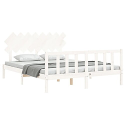 Acheter Maison Chic Lit adulte - Cadre Structure de lit avec tête de lit Contemporain blanc 160x200 cm bois massif -MN42839