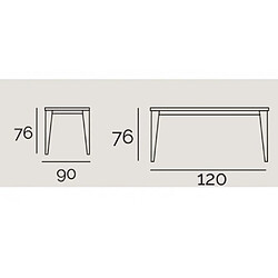 Inside 75 Table repas GEO 4 couverts 120 x 90 x 76 cm pieds chêne plateau céramique blanc