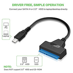 Wewoo Câble de convertisseur données HDD USB-C / Type-C 3.1 mâle vers SATA (15 broches + 7 broches), longueur: 20 cm