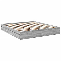 Vidaxl Cadre de lit et tiroirs sonoma gris 200x200cm bois d'ingénierie