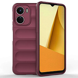 Htdmobiles Coque pour Vivo Y16 - housse etui silicone gel fine + verre trempe - ROUGE BORDEAUX