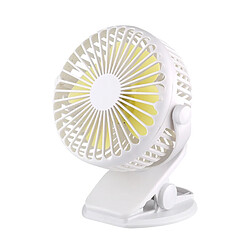 Ventilateur USB Silencieux, Ventilateur de Bureau USB Portable avec Batterie Rechargeable, ventilateur de Refroidissement Rotatif à 3 Vitesses 360 pour Poussette, Voiture, Blanc