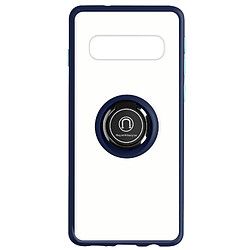 Avizar Coque pour Samsung Galaxy S10 Bi-matière Bague Métallique Support Vidéo bleu