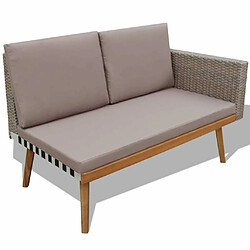 Acheter Maison Chic Salon de jardin 4 pcs + coussins - Mobilier/Meubles de jardin - Table et chaises d'extérieur Résine tressée Gris -MN78907