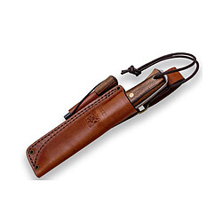 Couteau de chasse Joker "Ember" CN122-P, mango noyer, lame de 10,5 cm, étui en cuir avec silex inclus, Outil de pêche, de chasse, de camping et de trekking