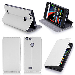 Xeptio Etui luxe Archos 55 Diamond Selfie / Selfie LITE 4G blanc - Housse pochette