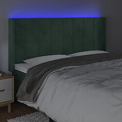 Avis vidaXL Tête de lit à LED Vert foncé 163x16x118/128 cm Velours