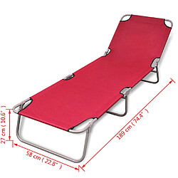 vidaXL Chaise longue pliable acier enduit de poudre rouge pas cher